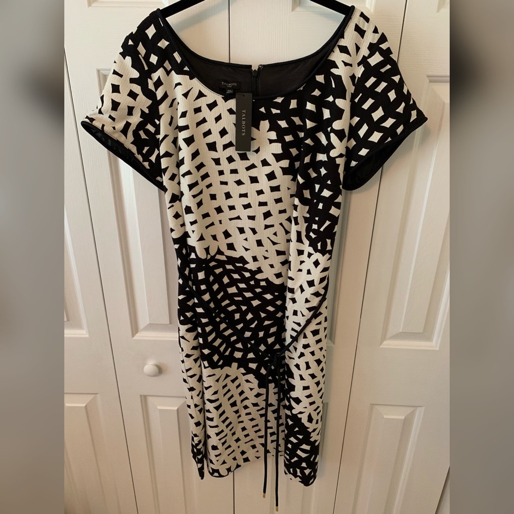 New Belted Black and White Dress by Talbots